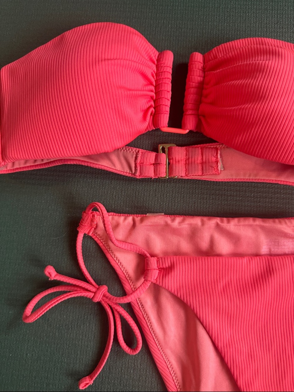 Hot Pink Ribbed Two-Piece Bikini Set - Picture 3 of 3
